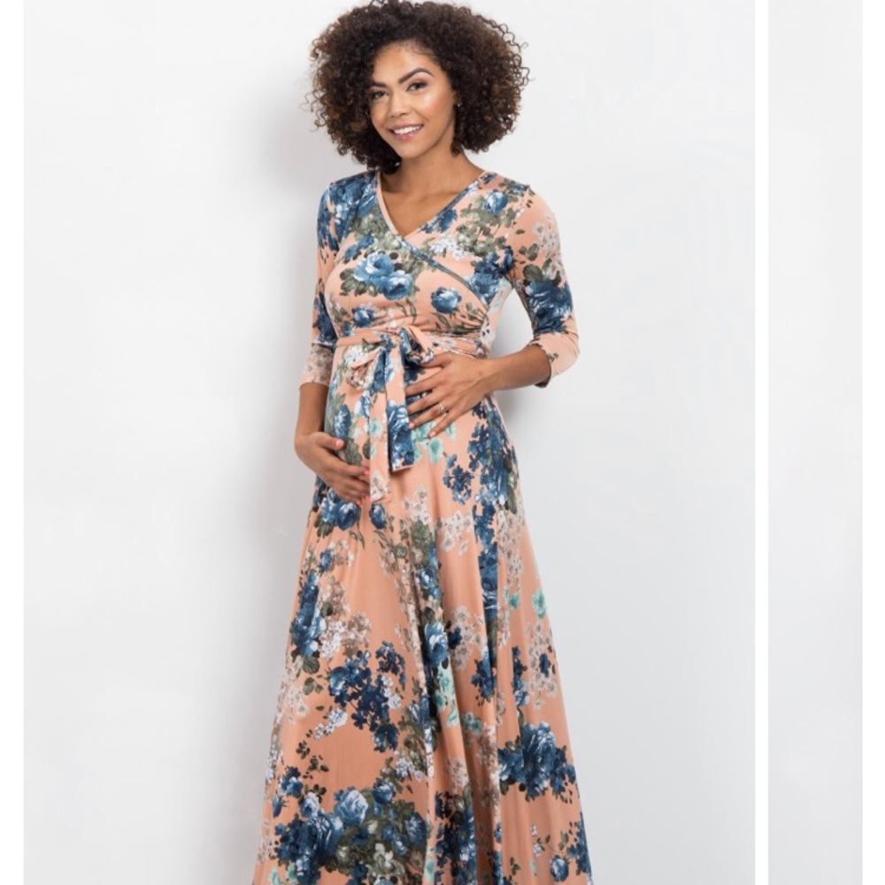 Pinkblush maternity / nursing floral wrap maxi